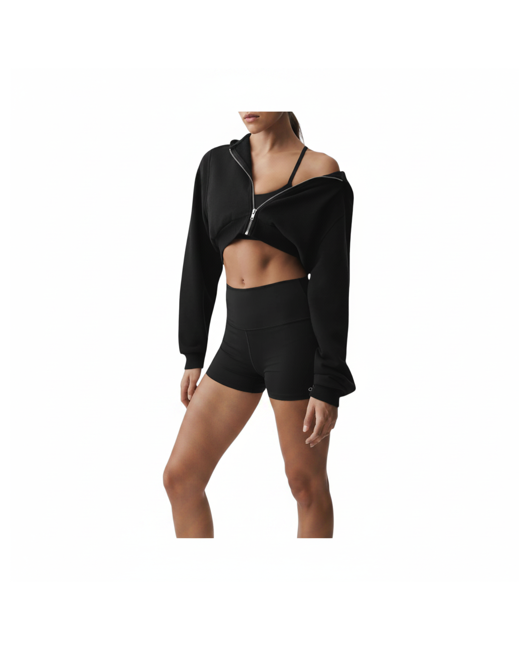 Sweat à capuche zippé court Alo